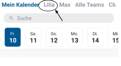 Kind auswählen in der Kurabu-App